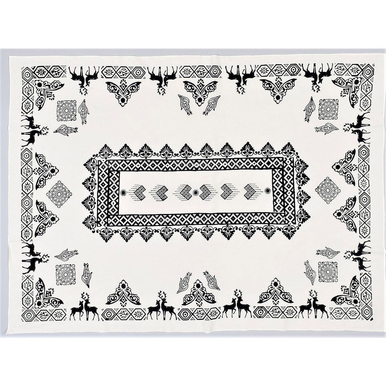Geleneksel Taş Baskı Masa Örtüsü - Dikdörtgen 130x170 cm
