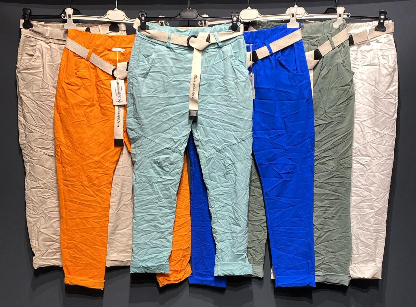 Orijinal İtalyan Pantolon - Kemerli Su Yeşili